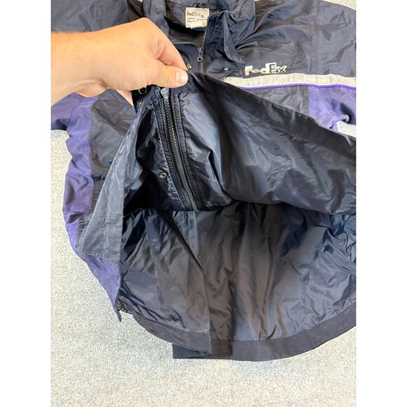 VINTAGE 90s FedEx VF Imagewear Work Jacket Mens Large Black Full Zip Windbreaker - Picture 5 of 7